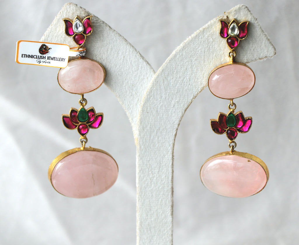 Crimson Lotus Gemstone Earrings