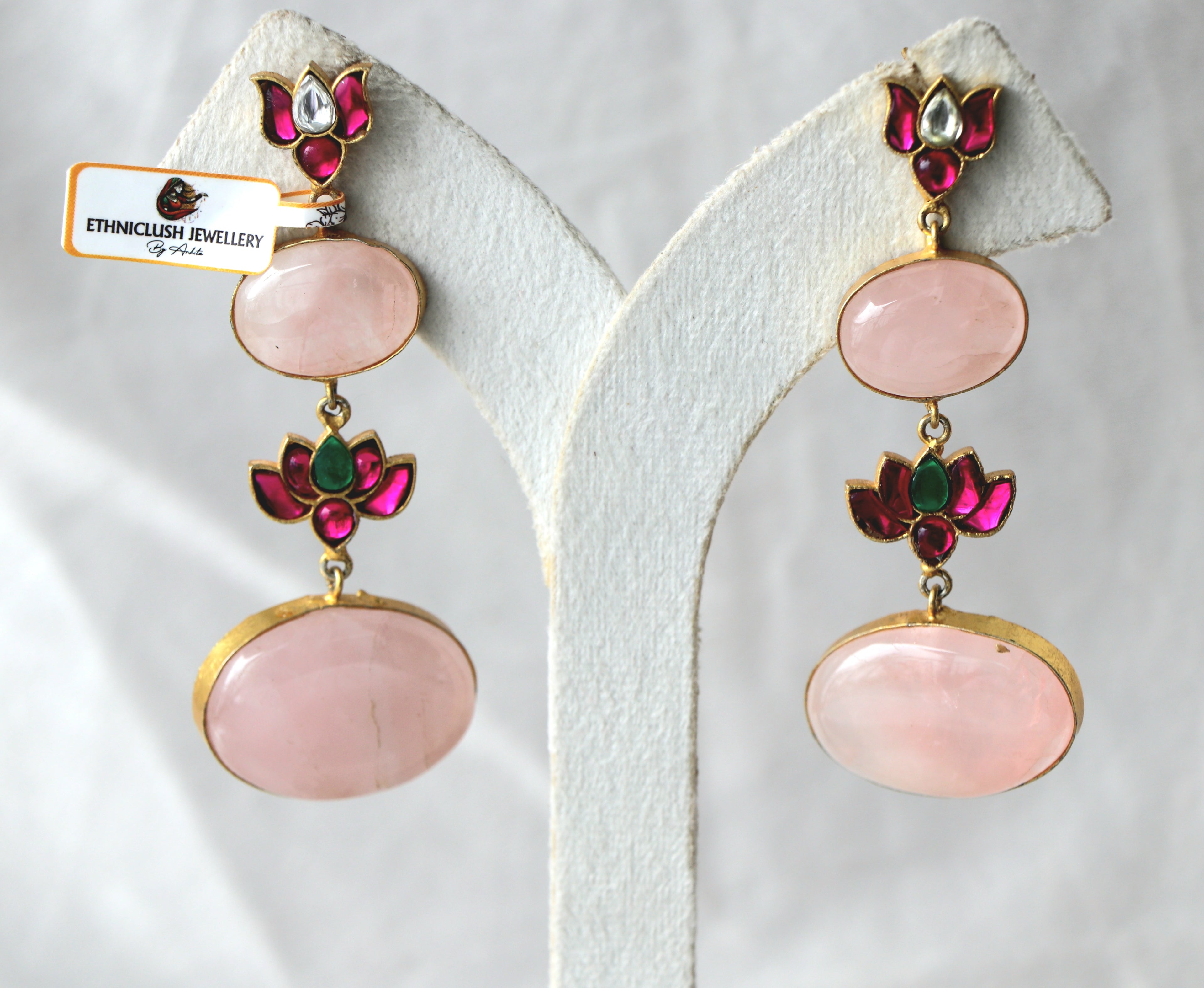 Crimson Lotus Gemstone Earrings