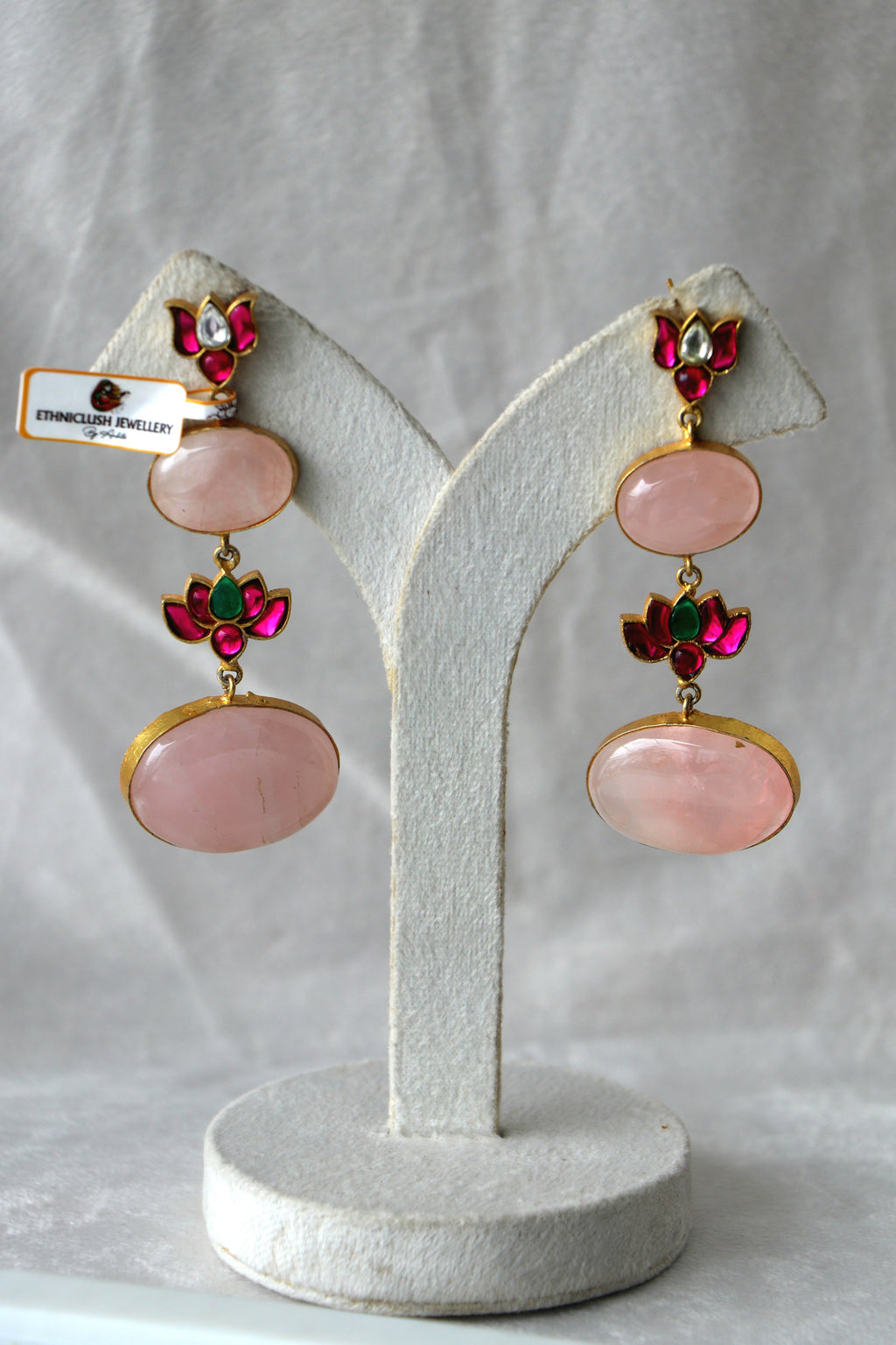 Crimson Lotus Gemstone Earrings