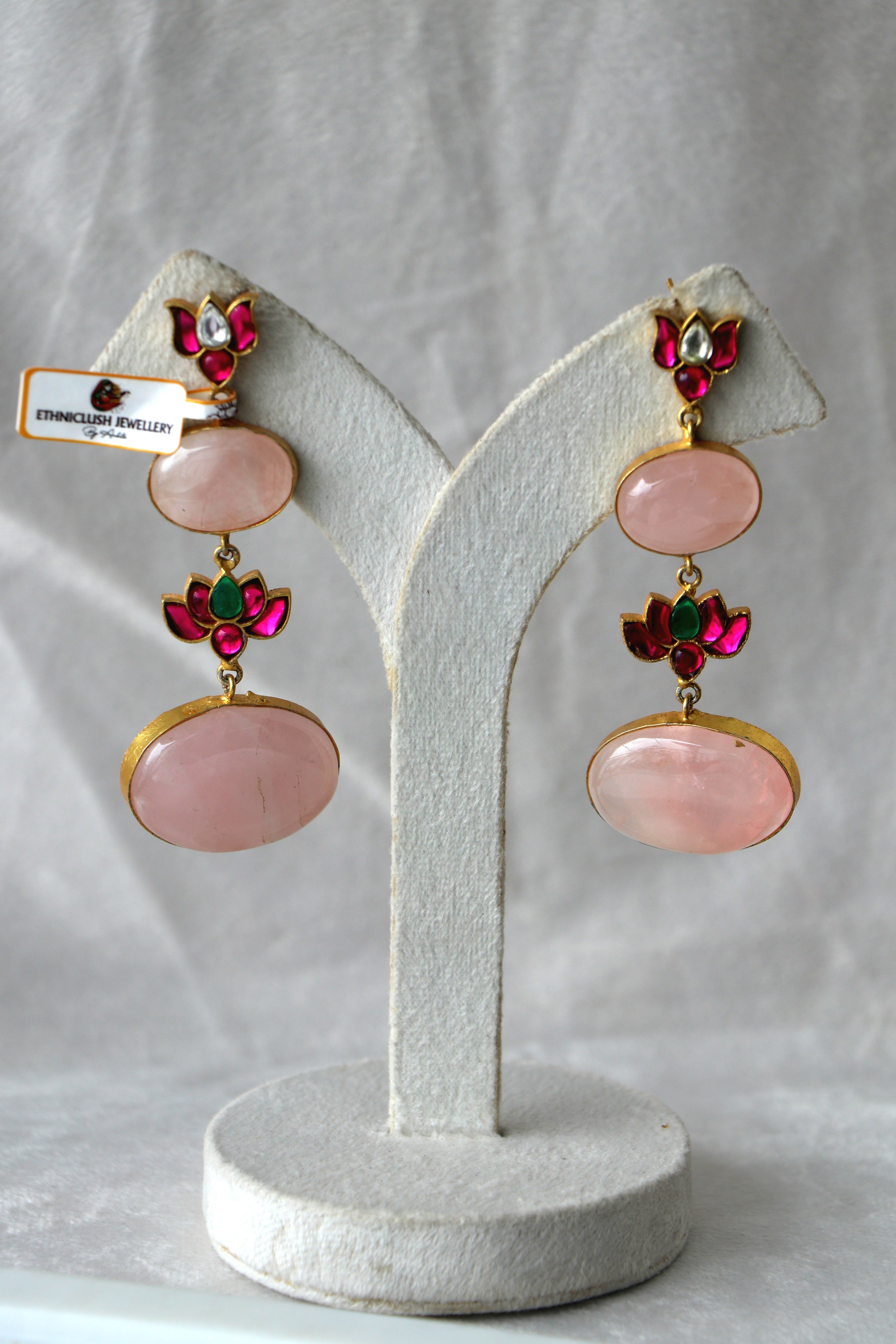 Crimson Lotus Gemstone Earrings