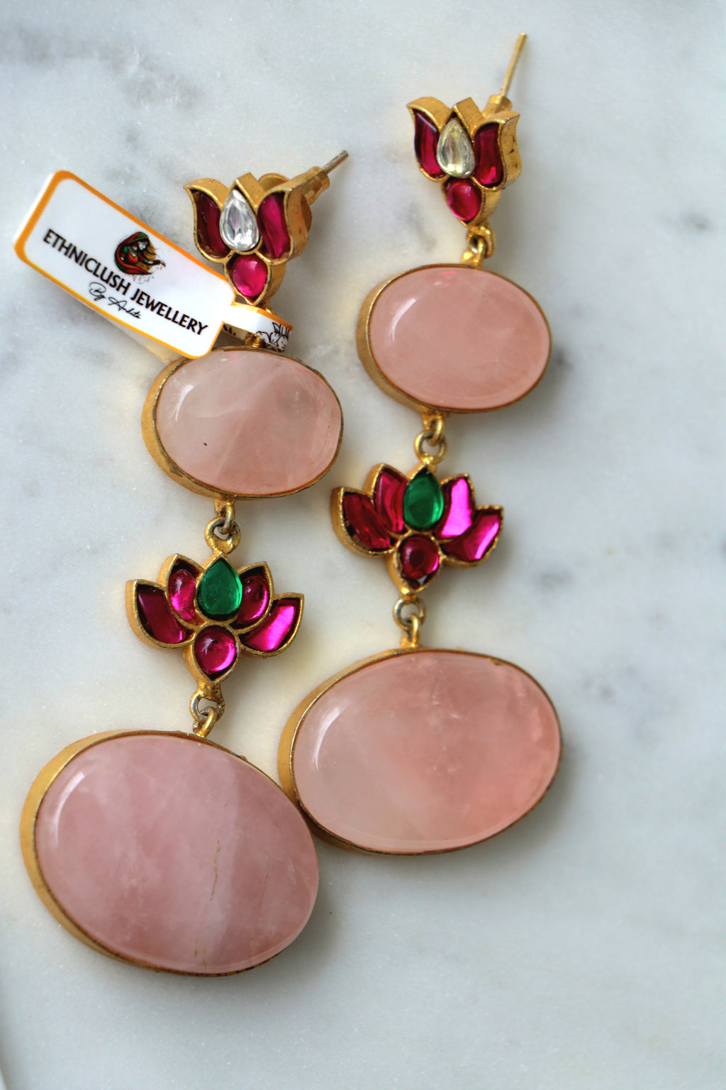 Crimson Lotus Gemstone Earrings