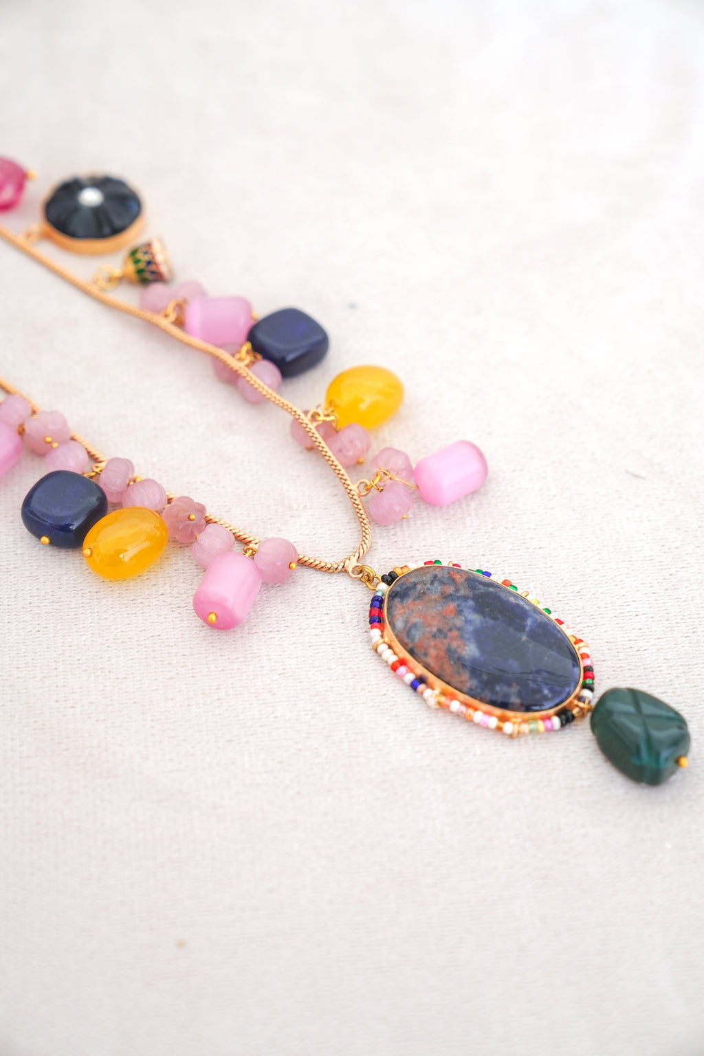 Crimson Lotus Multi Strand Necklace