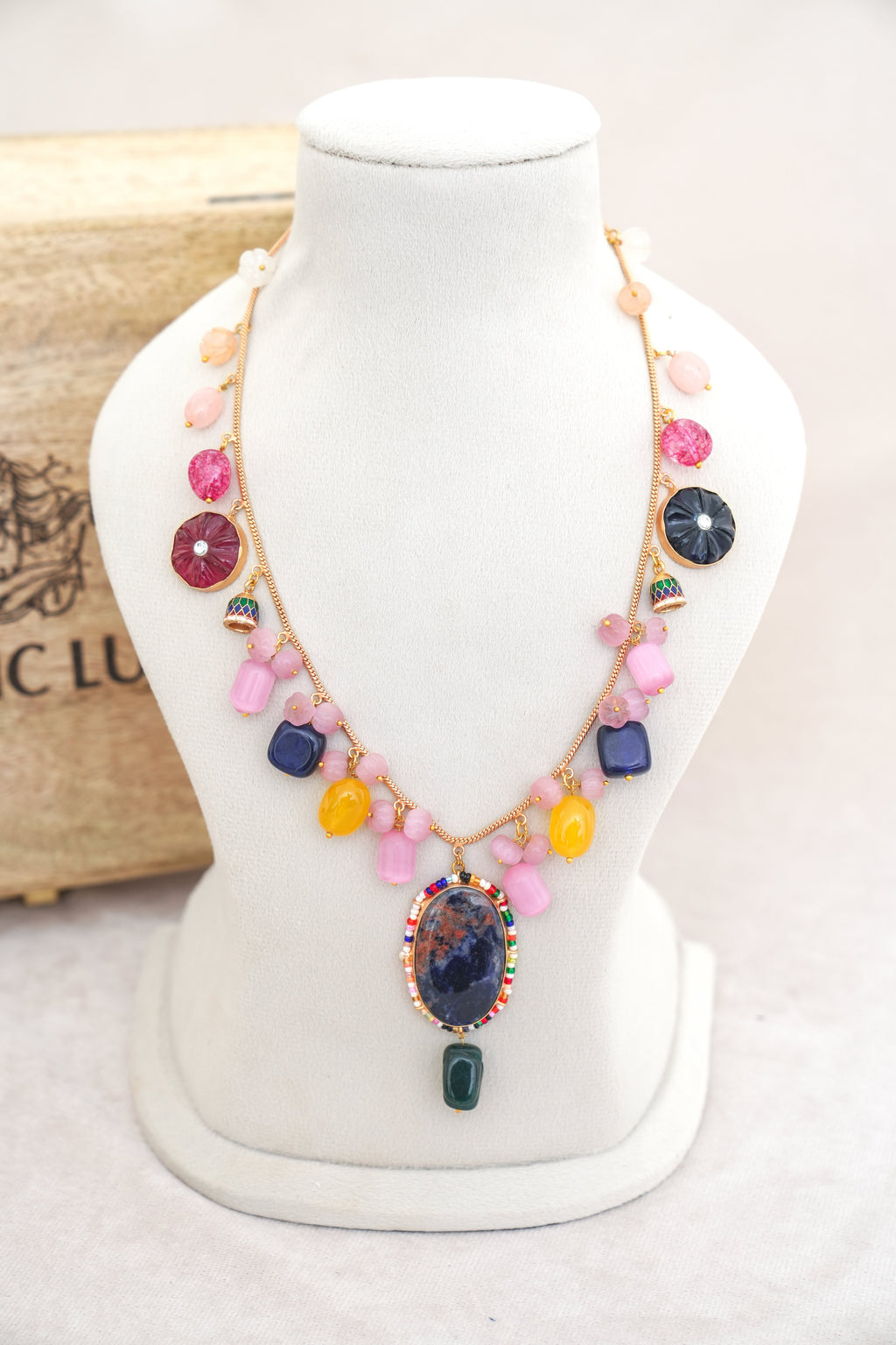 Crimson Lotus Multi Strand Necklace