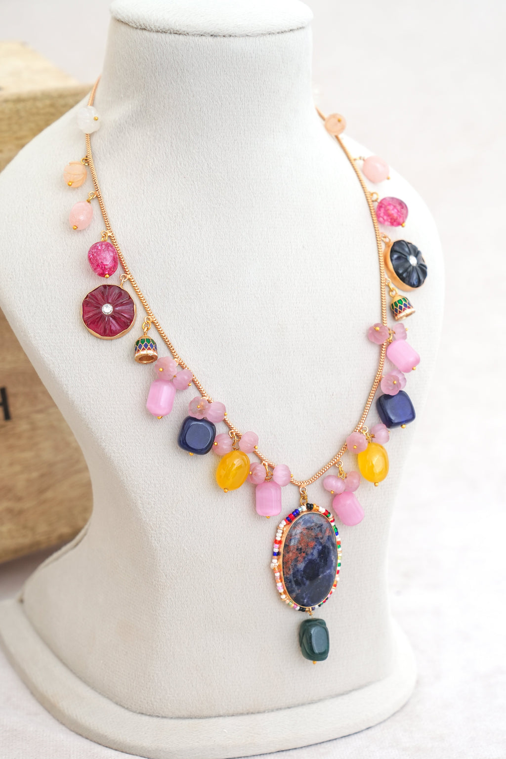 Crimson Lotus Multi Strand Necklace