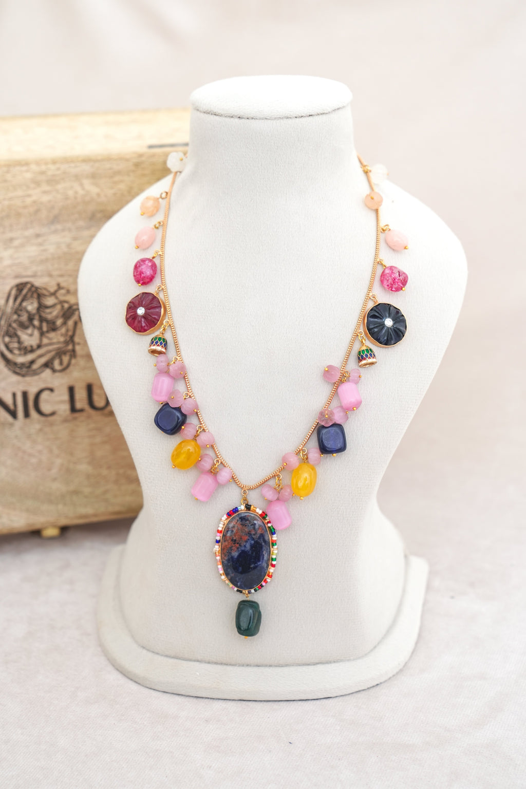 Crimson Lotus Multi Strand Necklace