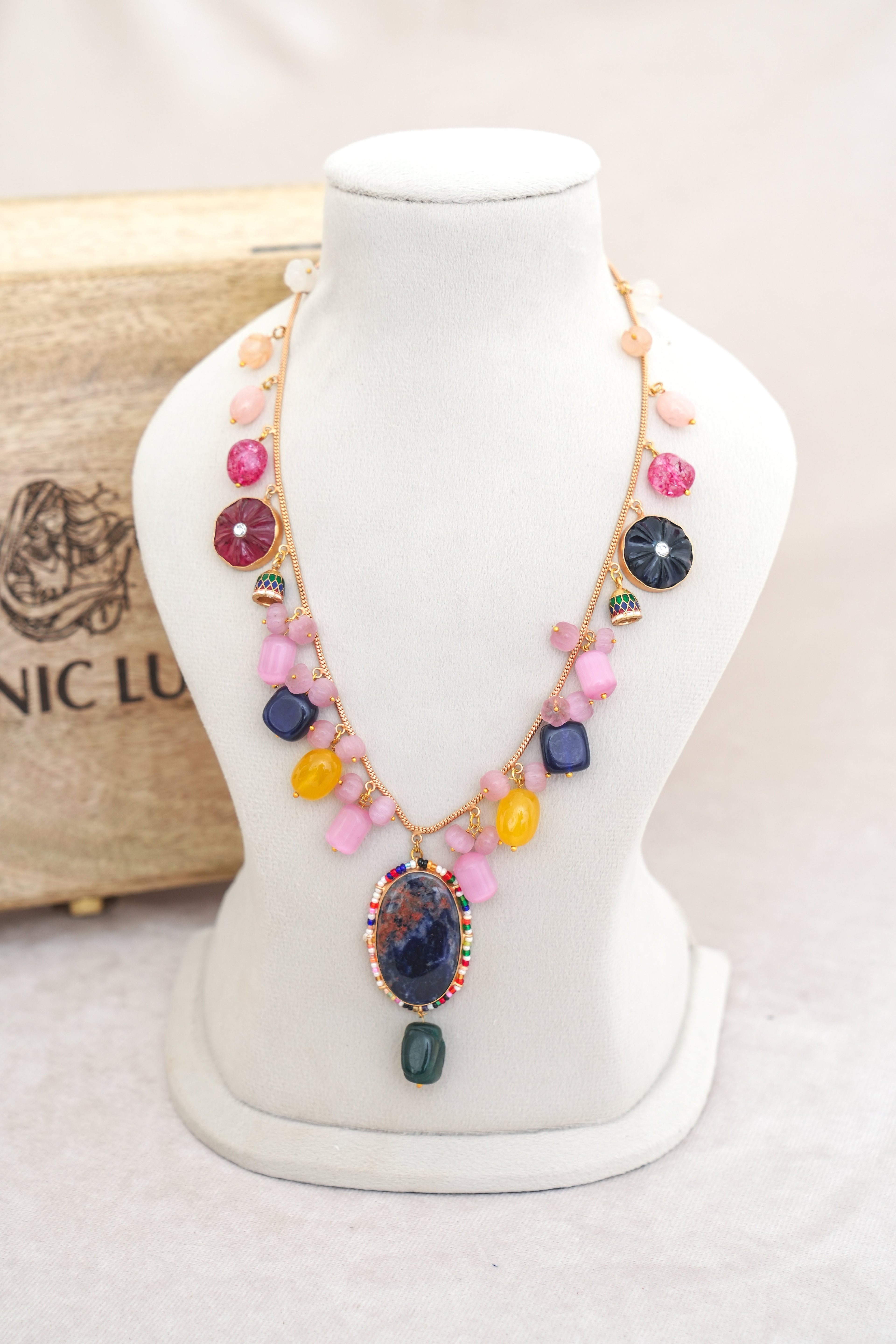Crimson Lotus Multi Strand Necklace