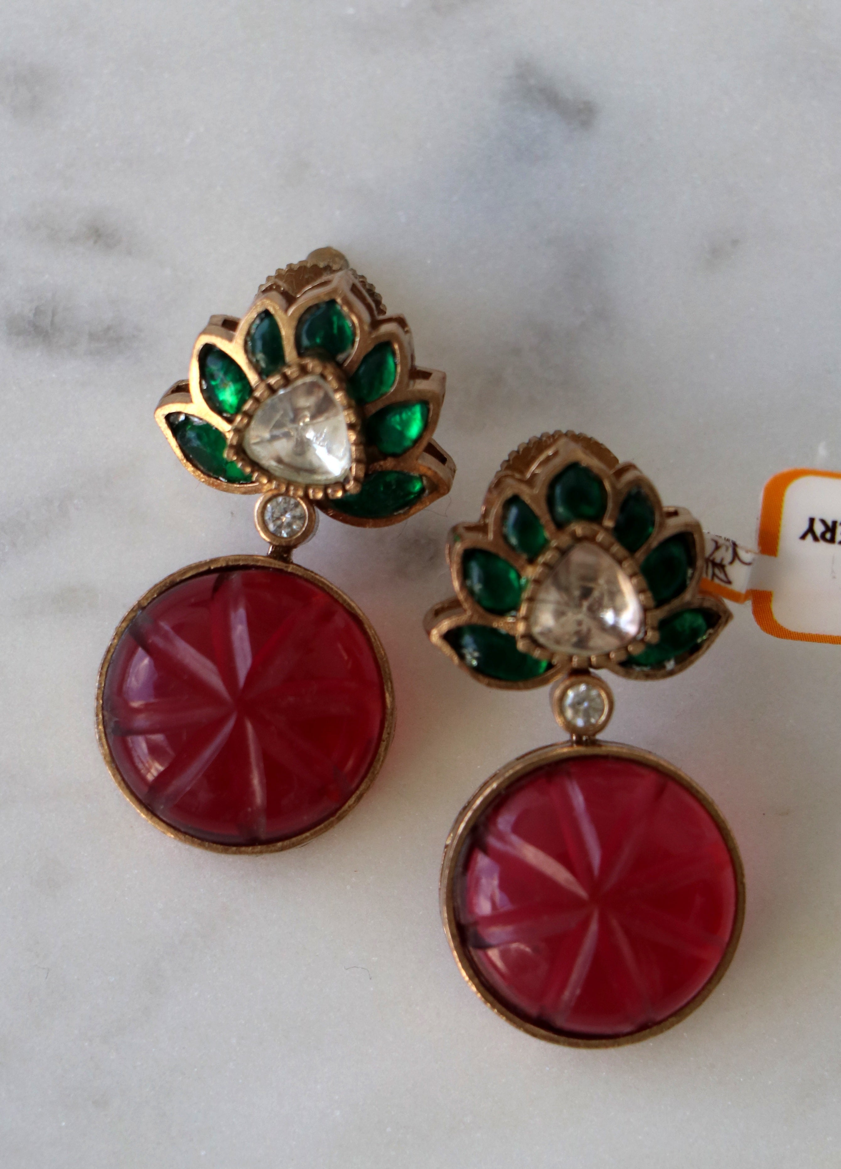 Carved Lotus Statement Earrings