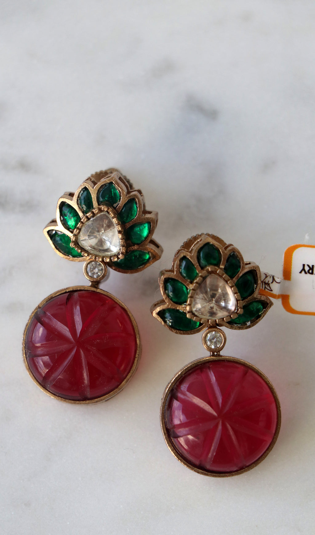 Carved Lotus Statement Earrings