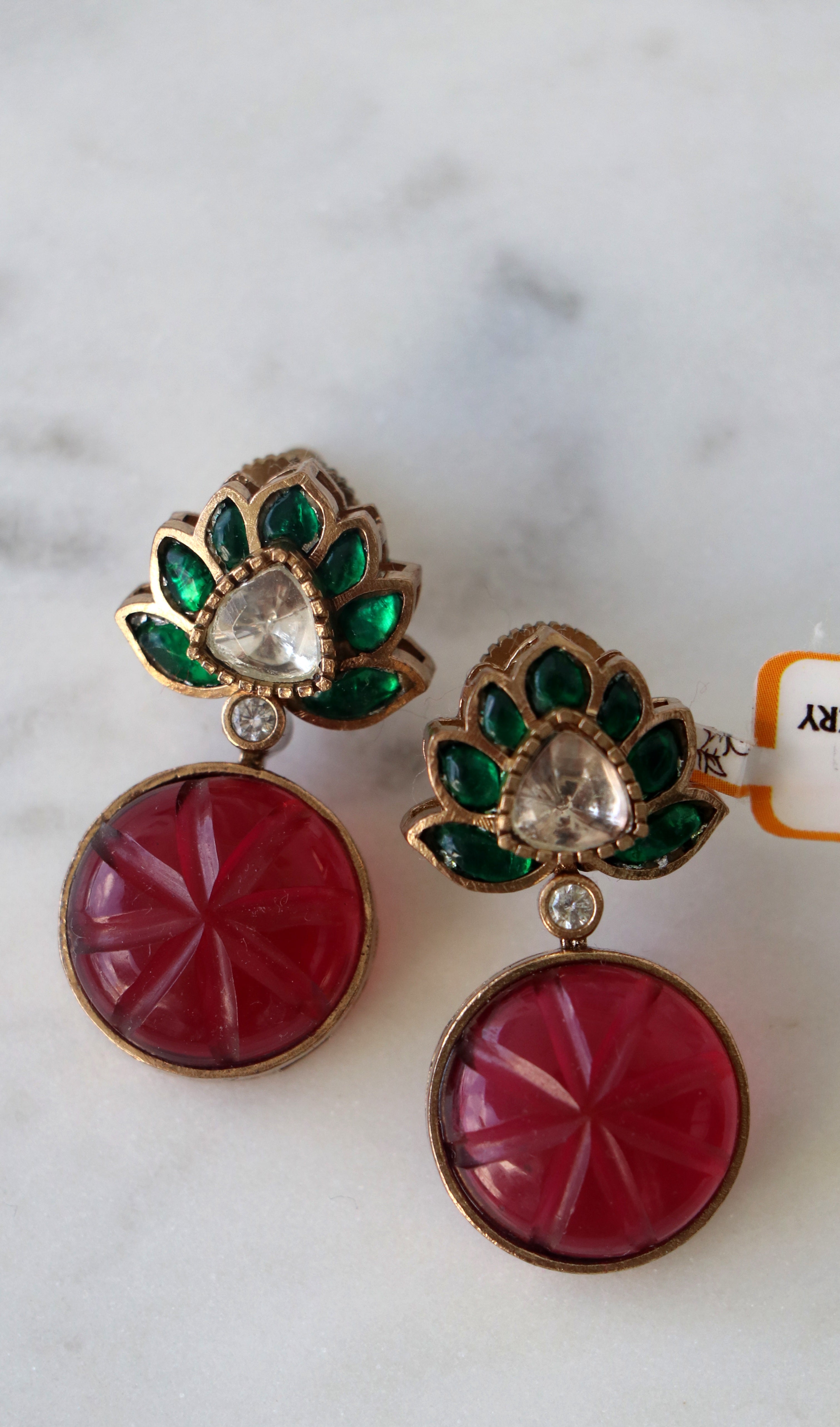 Carved Lotus Statement Earrings