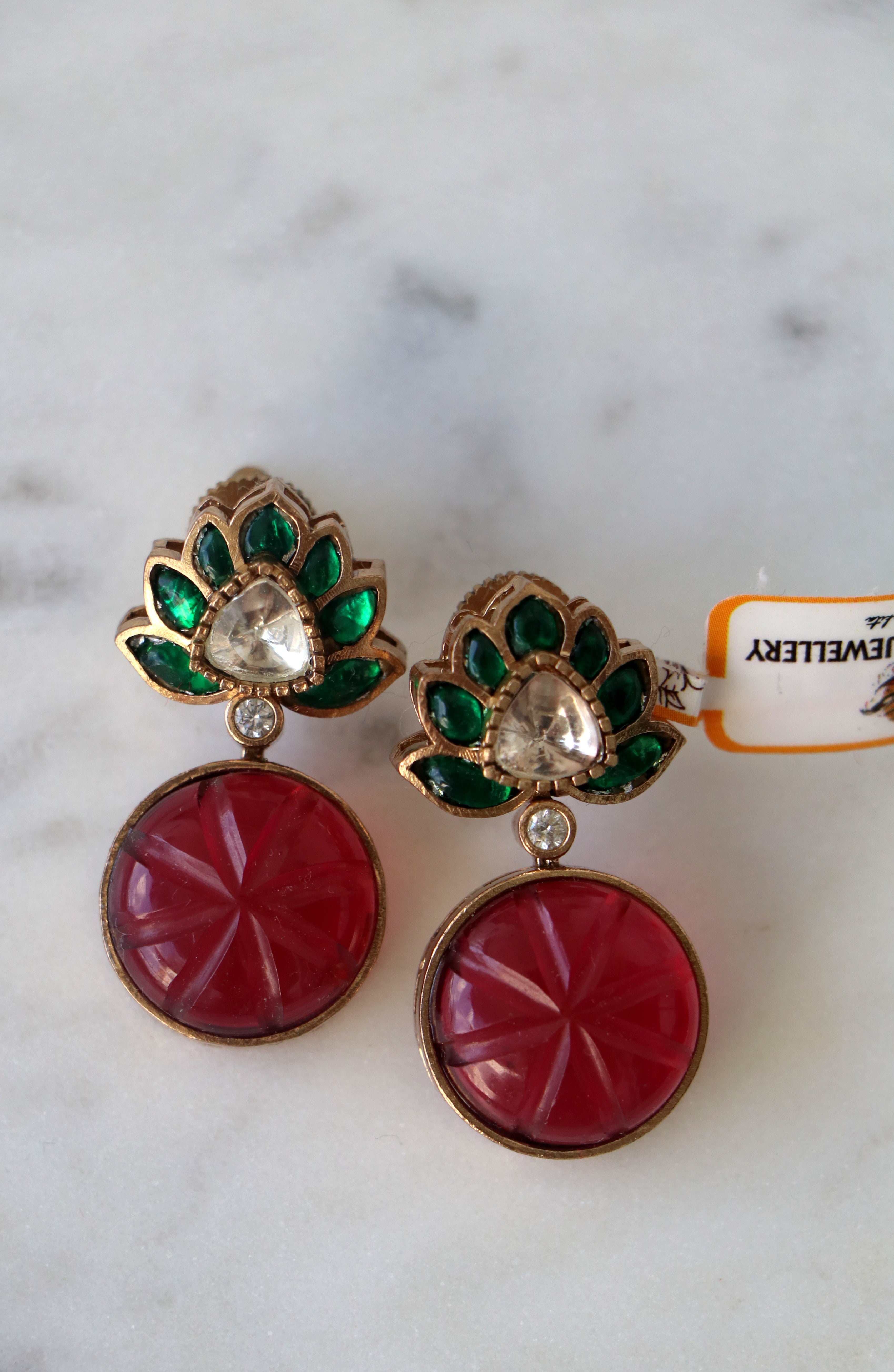Carved Lotus Statement Earrings
