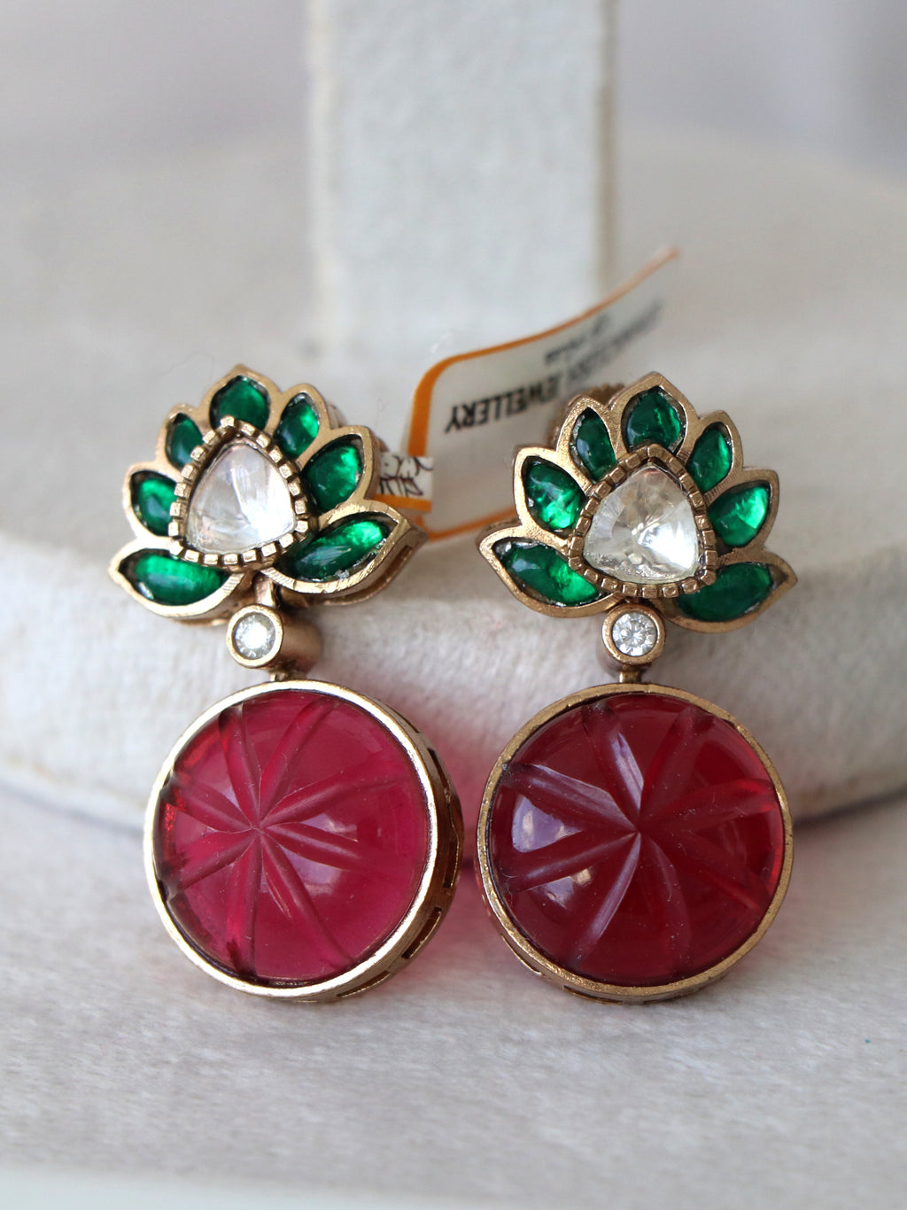 Carved Lotus Statement Earrings