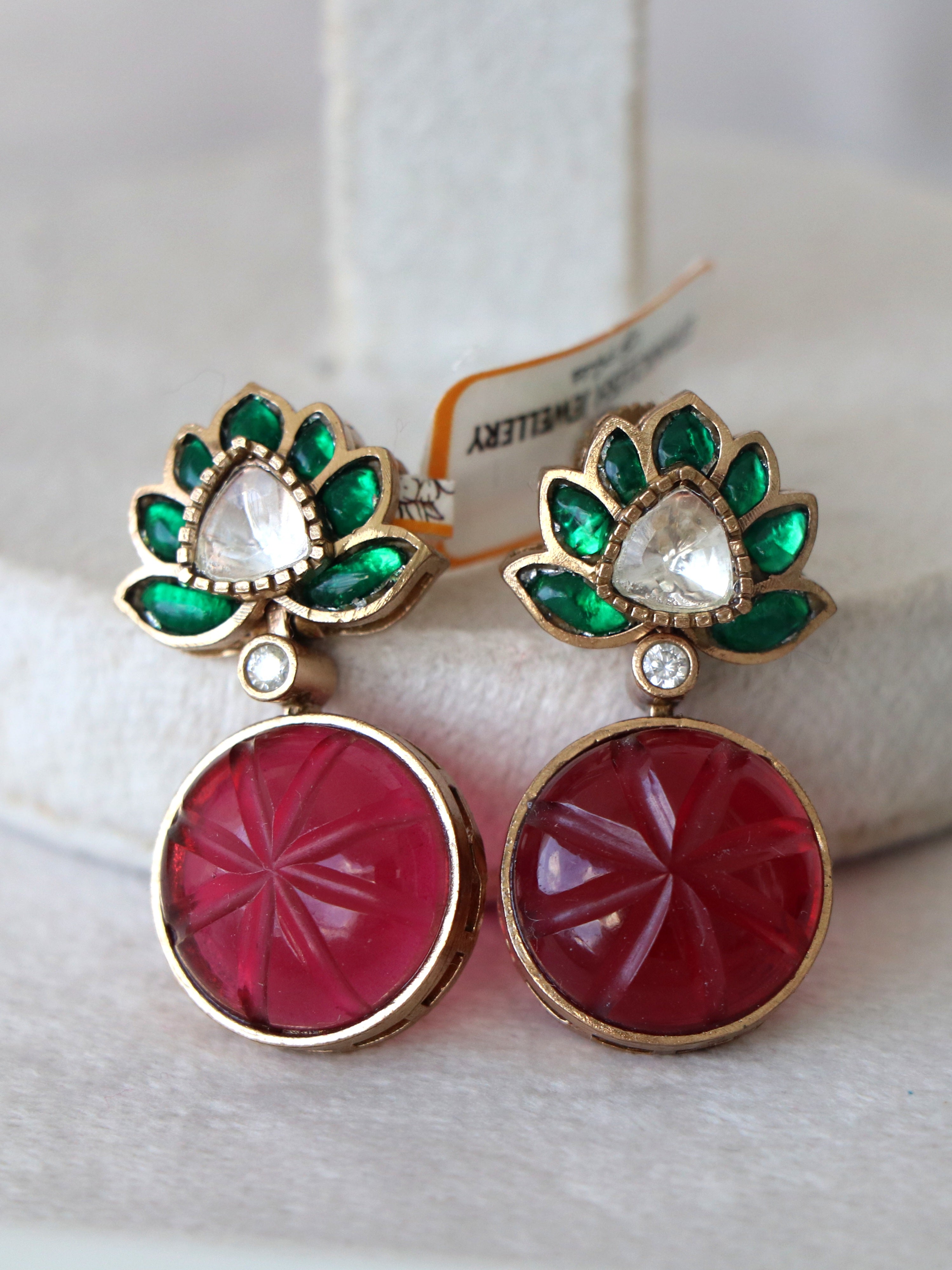 Carved Lotus Statement Earrings