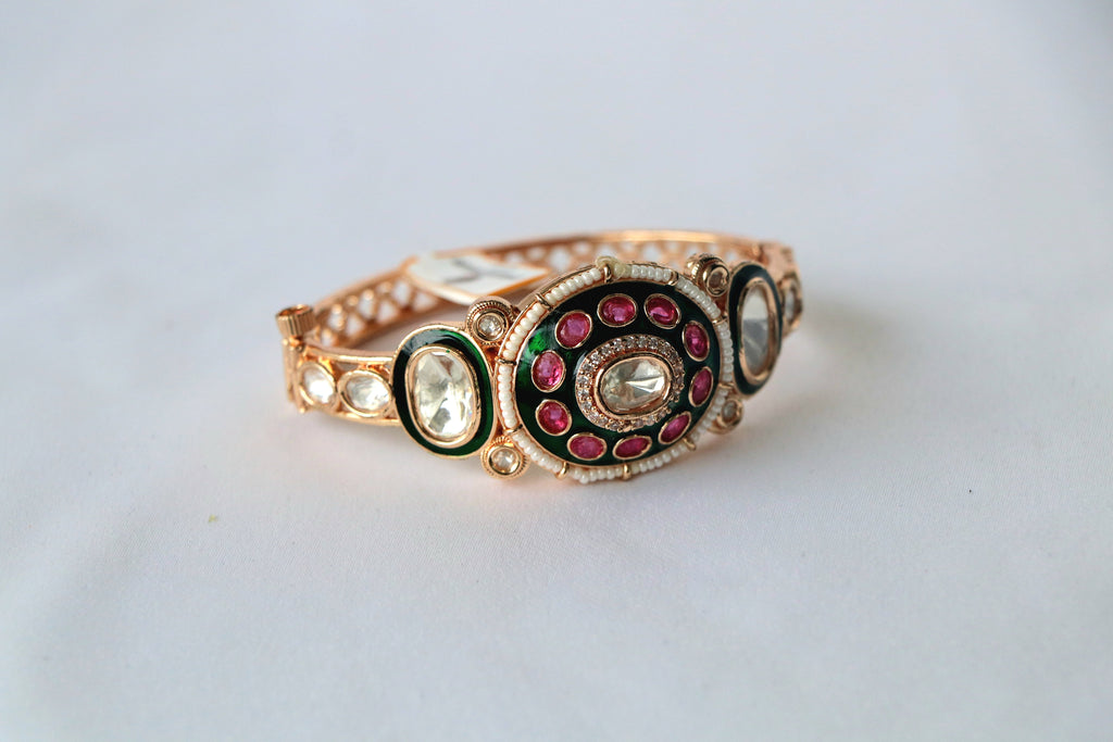 Rajwadi Meenakari Polki Statement Bangle Bracelet
