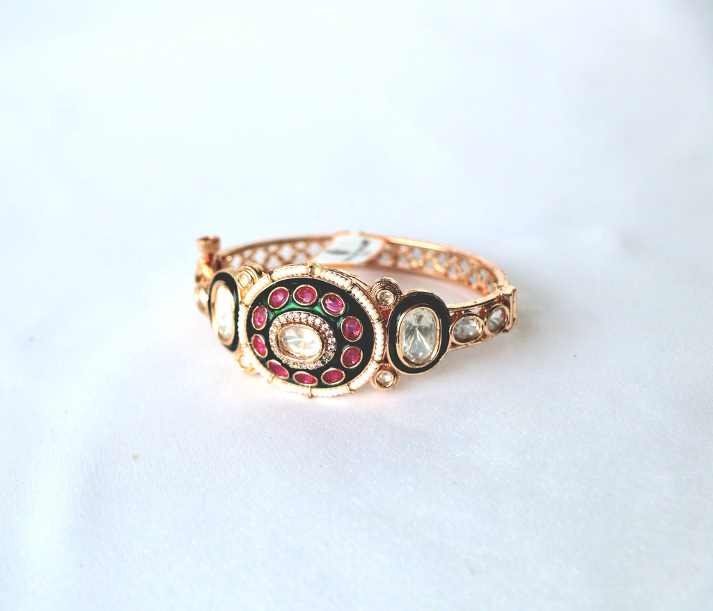 Rajwadi Meenakari Polki Statement Bangle Bracelet