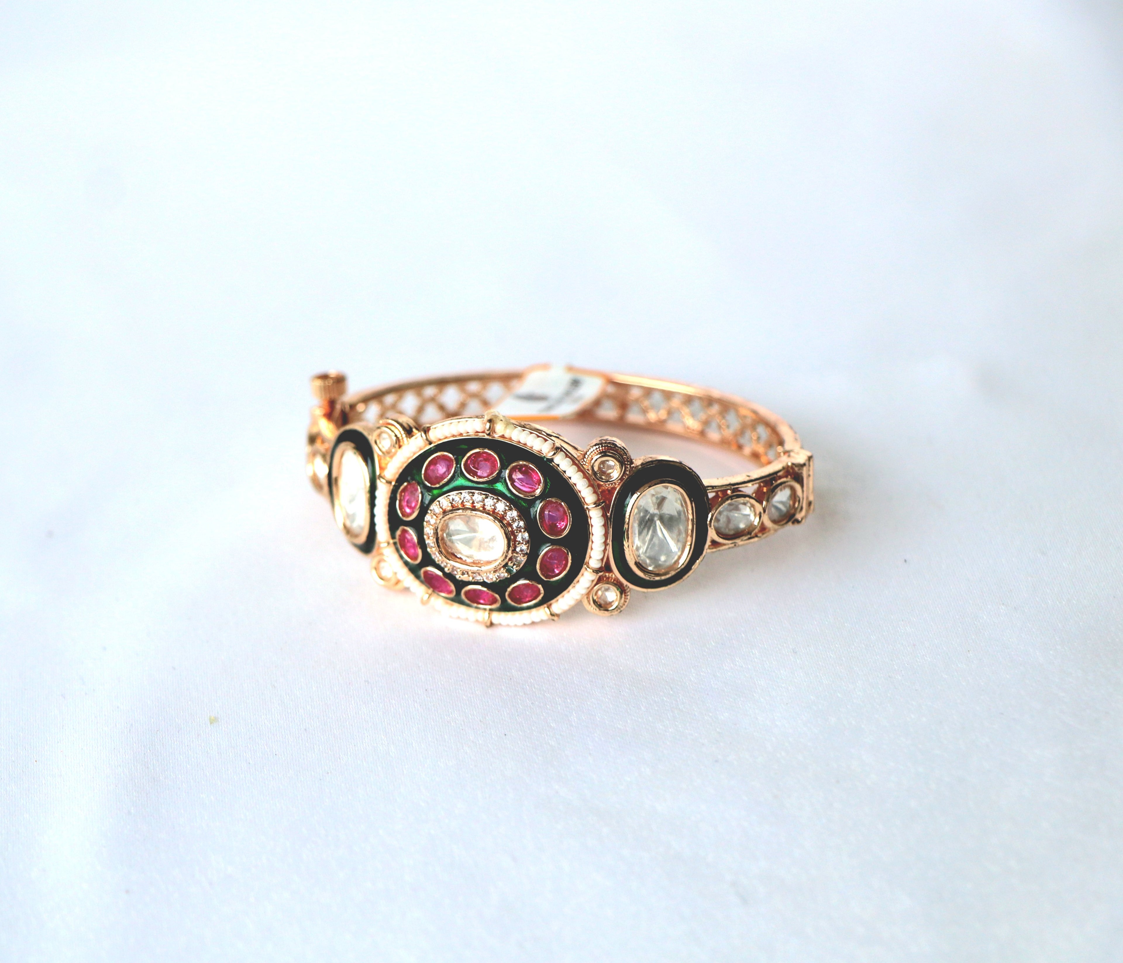 Rajwadi Meenakari Polki Statement Bangle Bracelet