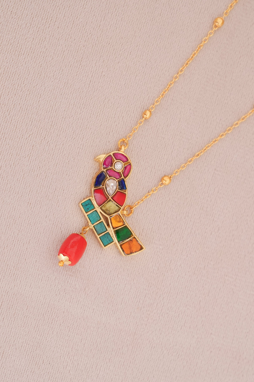 Artisanal Jadau Kundan Bird Pendant Necklace