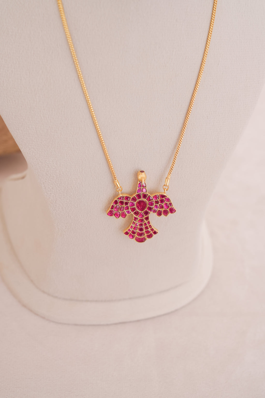 Multicolour Jadau Bird Motif Pendant