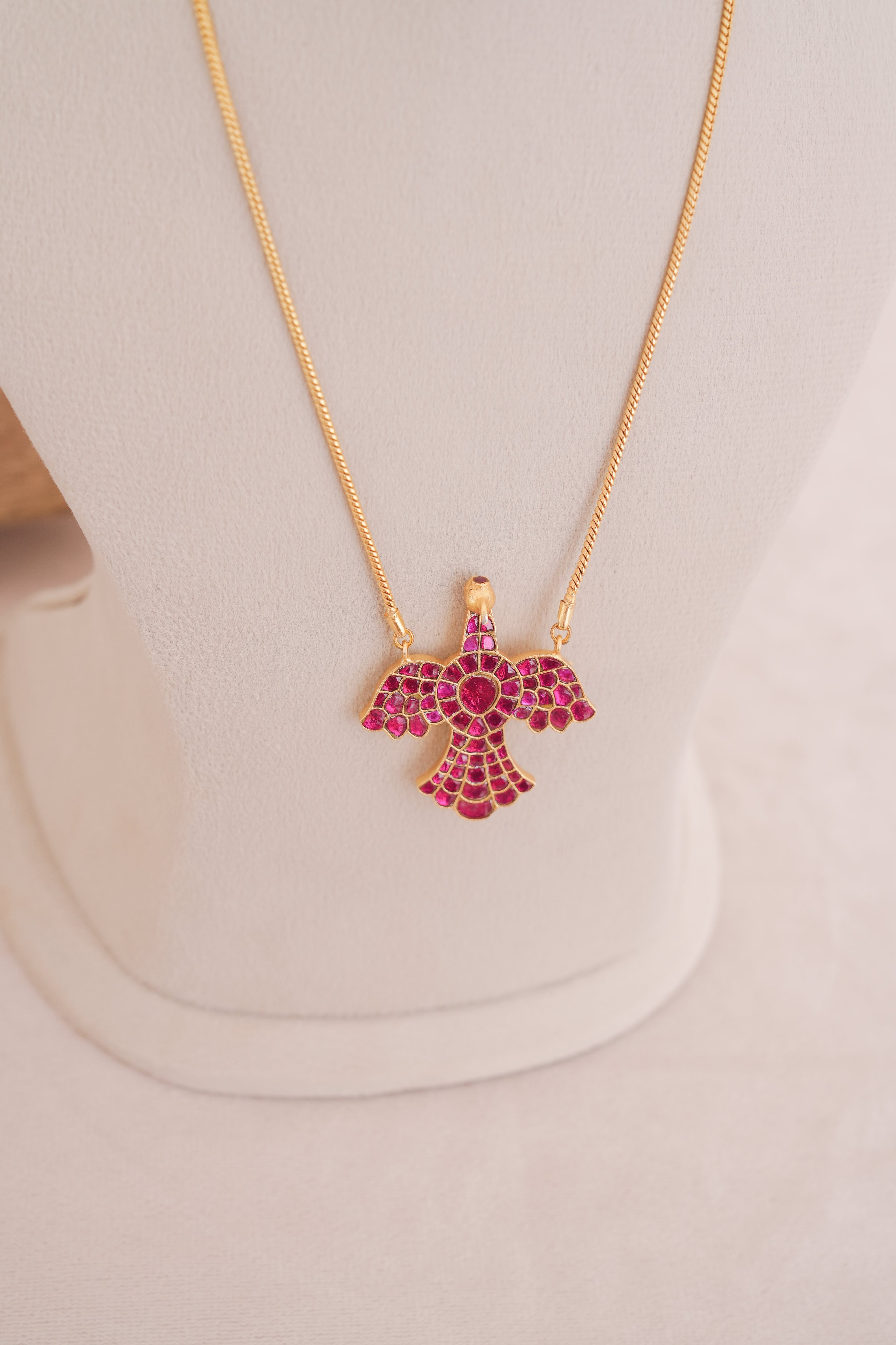 Multicolour Jadau Bird Motif Pendant