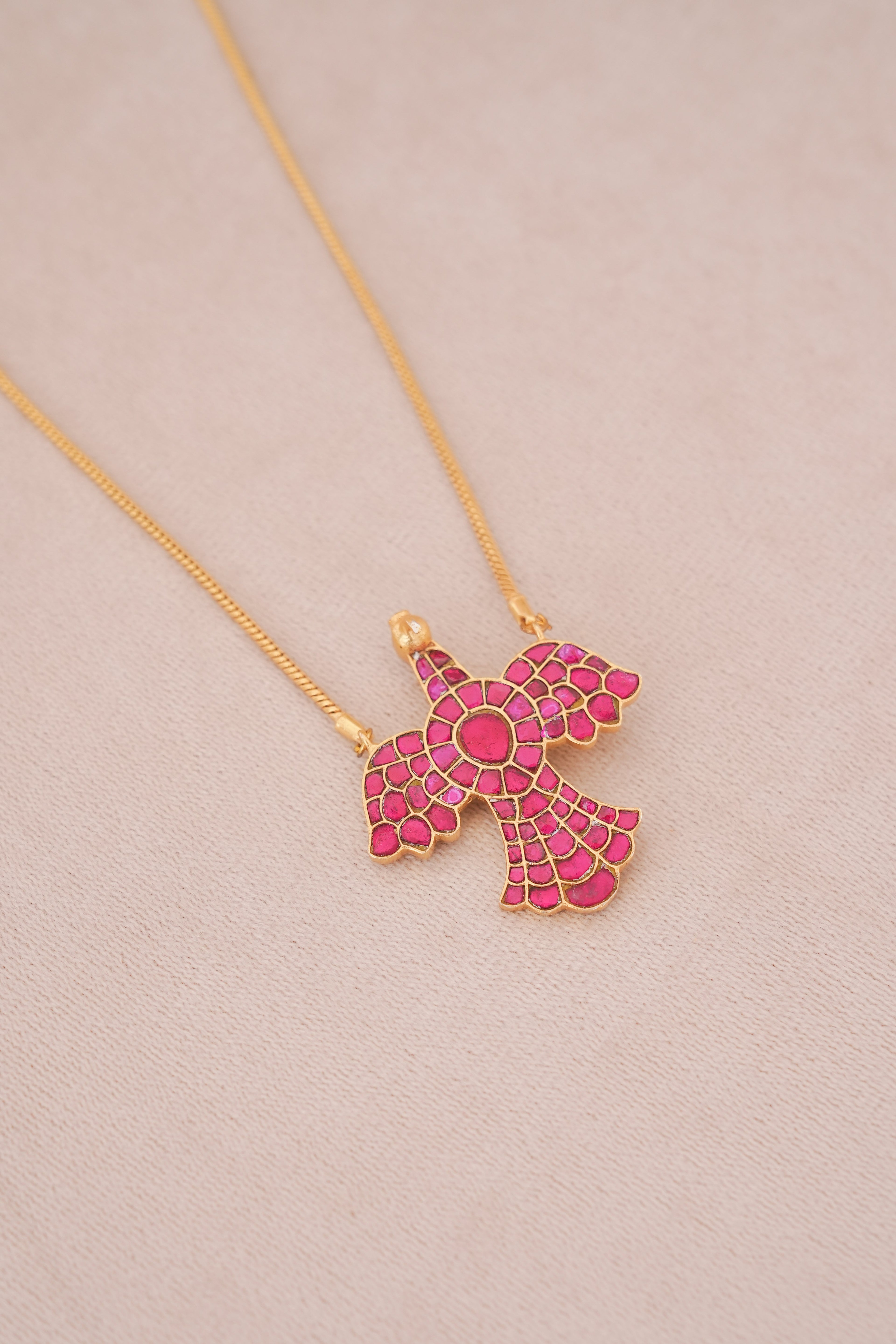 Multicolour Jadau Bird Motif Pendant