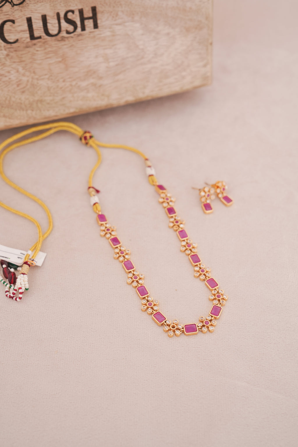 Ruby Blossom Kundan Minimal Necklace Set