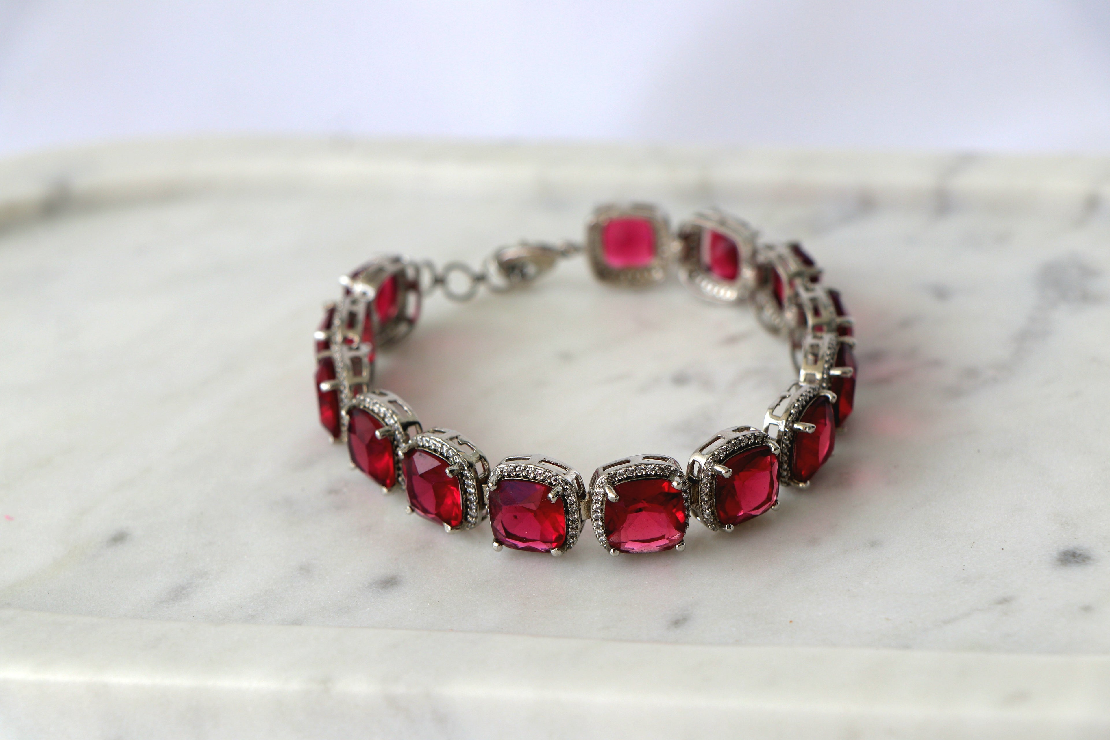 Crimson Regalia Statement Tennis Bracelet