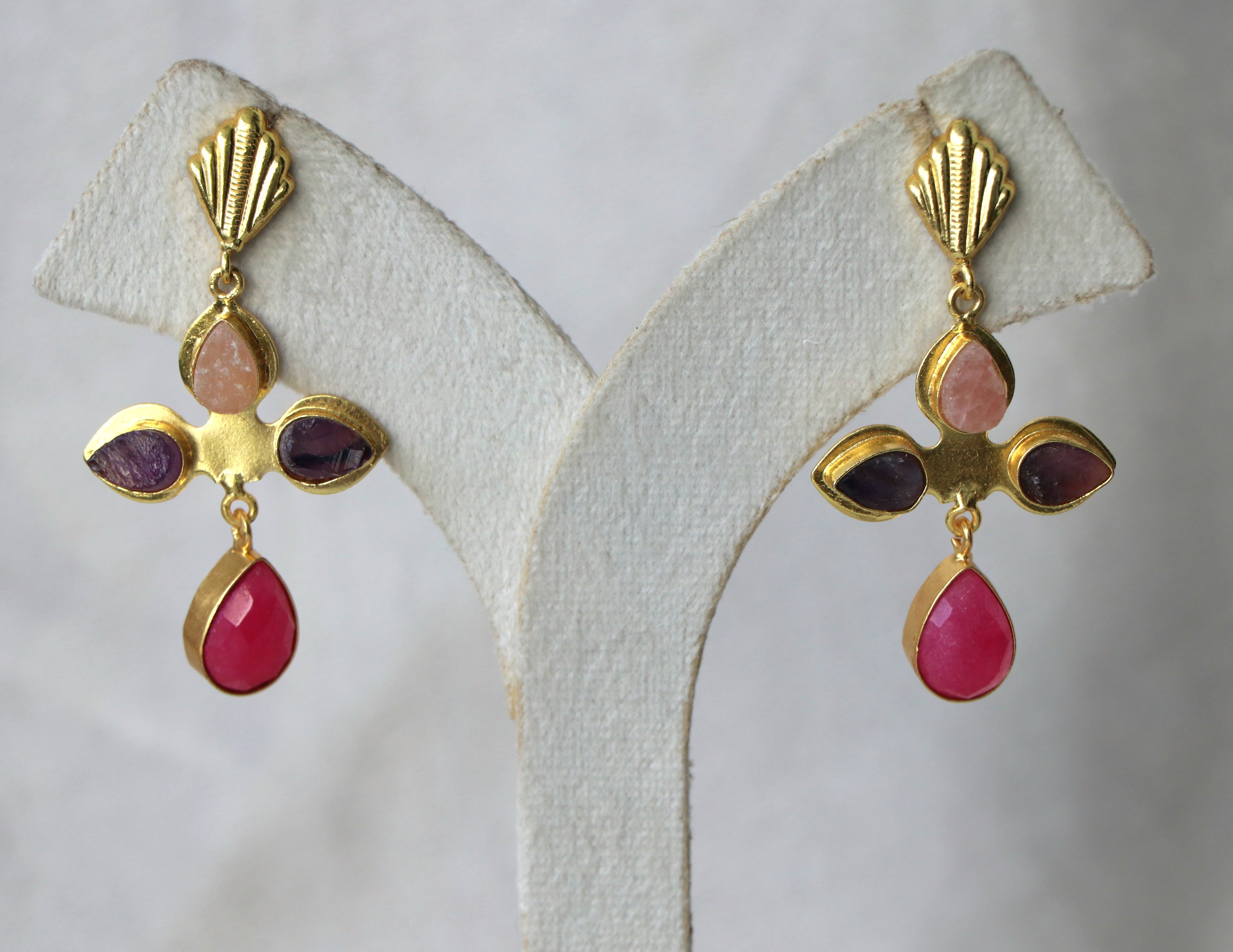 Crimson Rose Amethyst Earrings