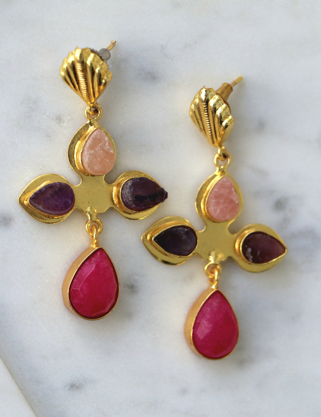 Crimson Rose Amethyst Earrings