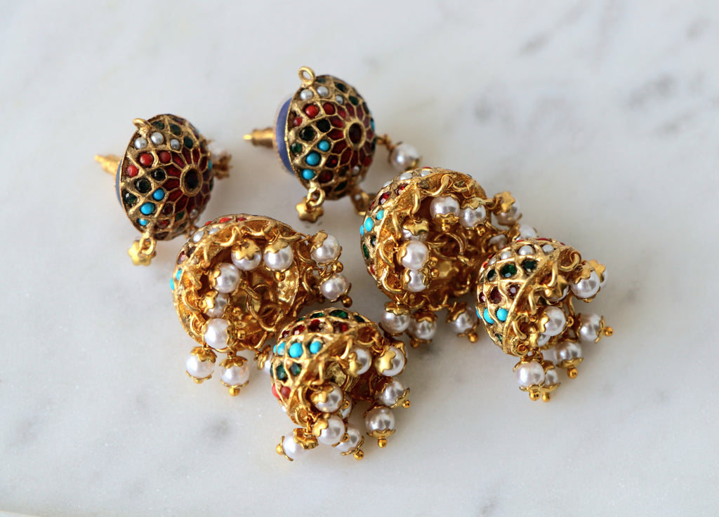Crimson  Turquoise Regal Earrings
