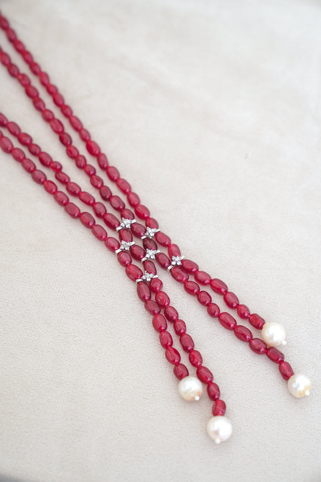 Crimson Y Strand Gemstone Necklace