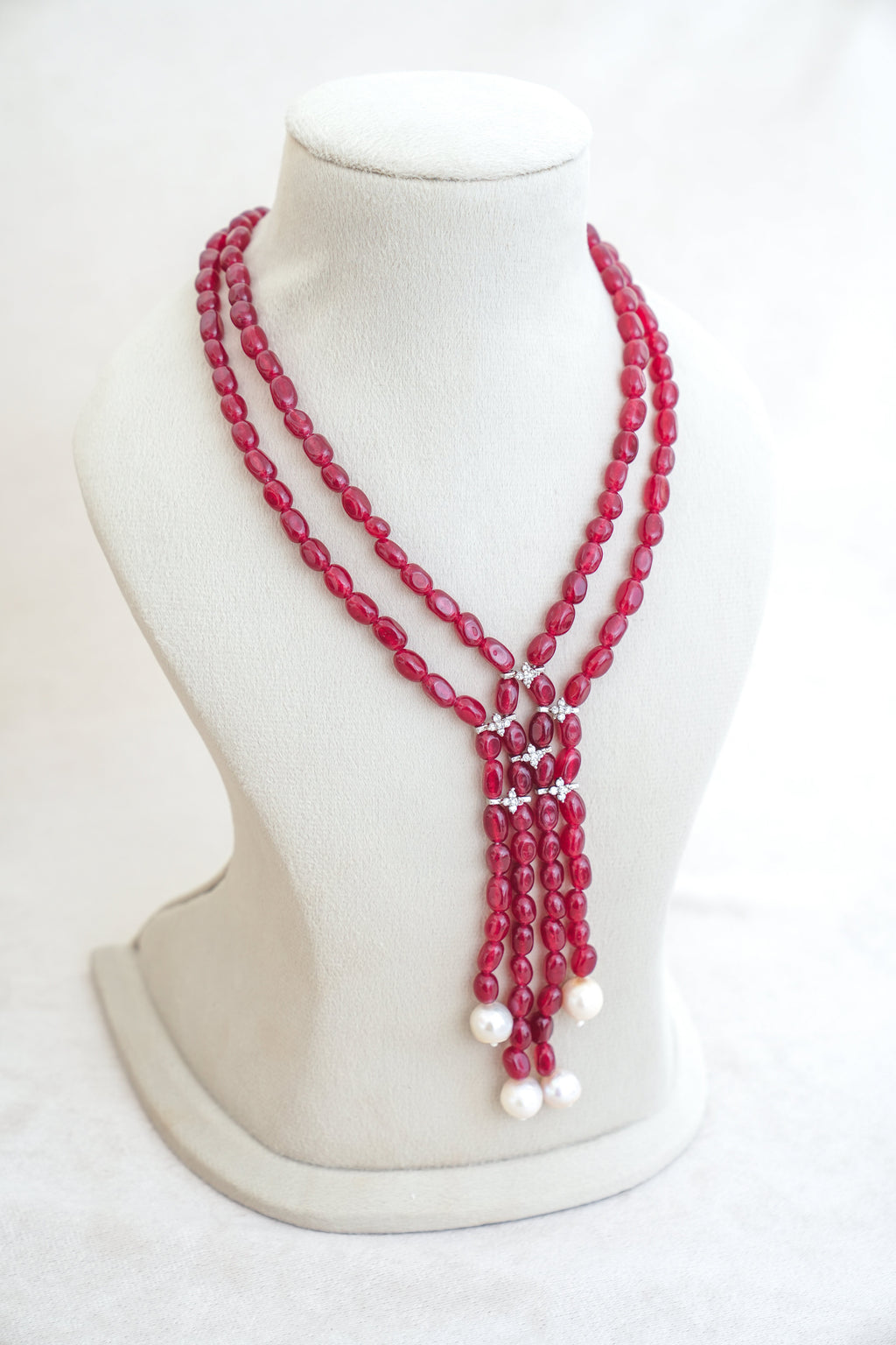 Crimson Y Strand Gemstone Necklace
