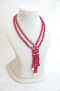 Crimson Y Strand Gemstone Necklace