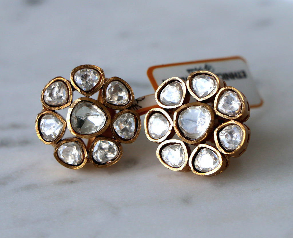 Polki Petal Cluster Earrings