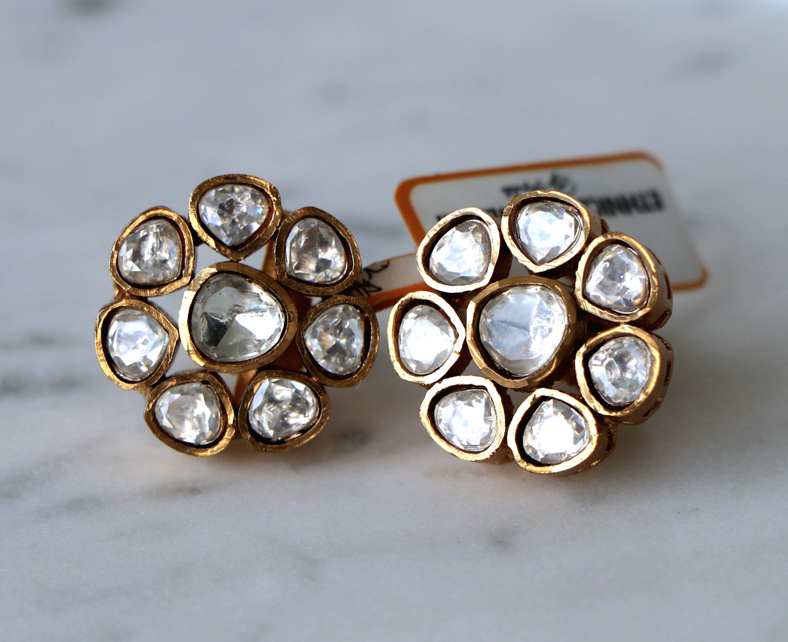 Polki Petal Cluster Earrings