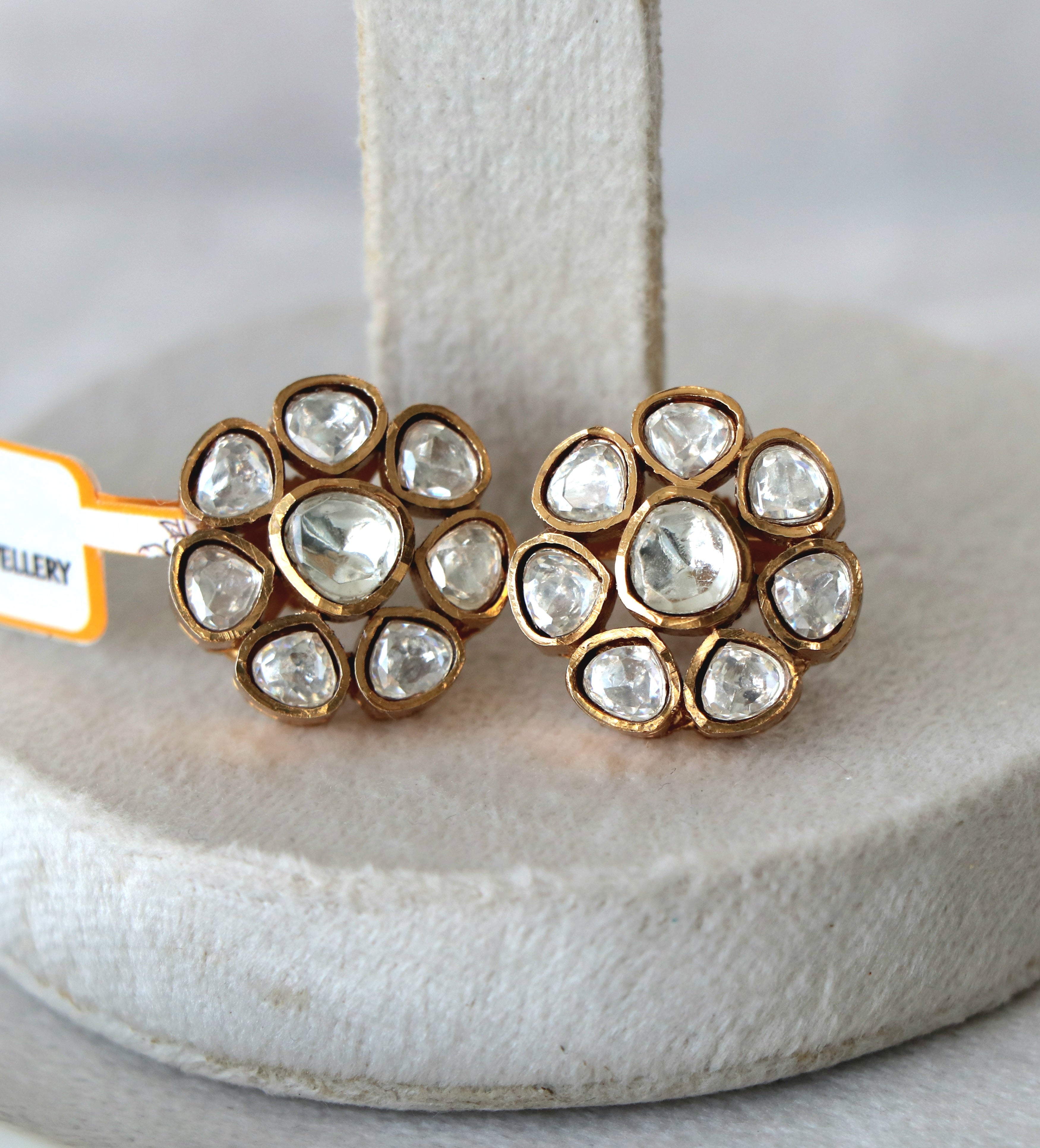 Polki Petal Cluster Earrings