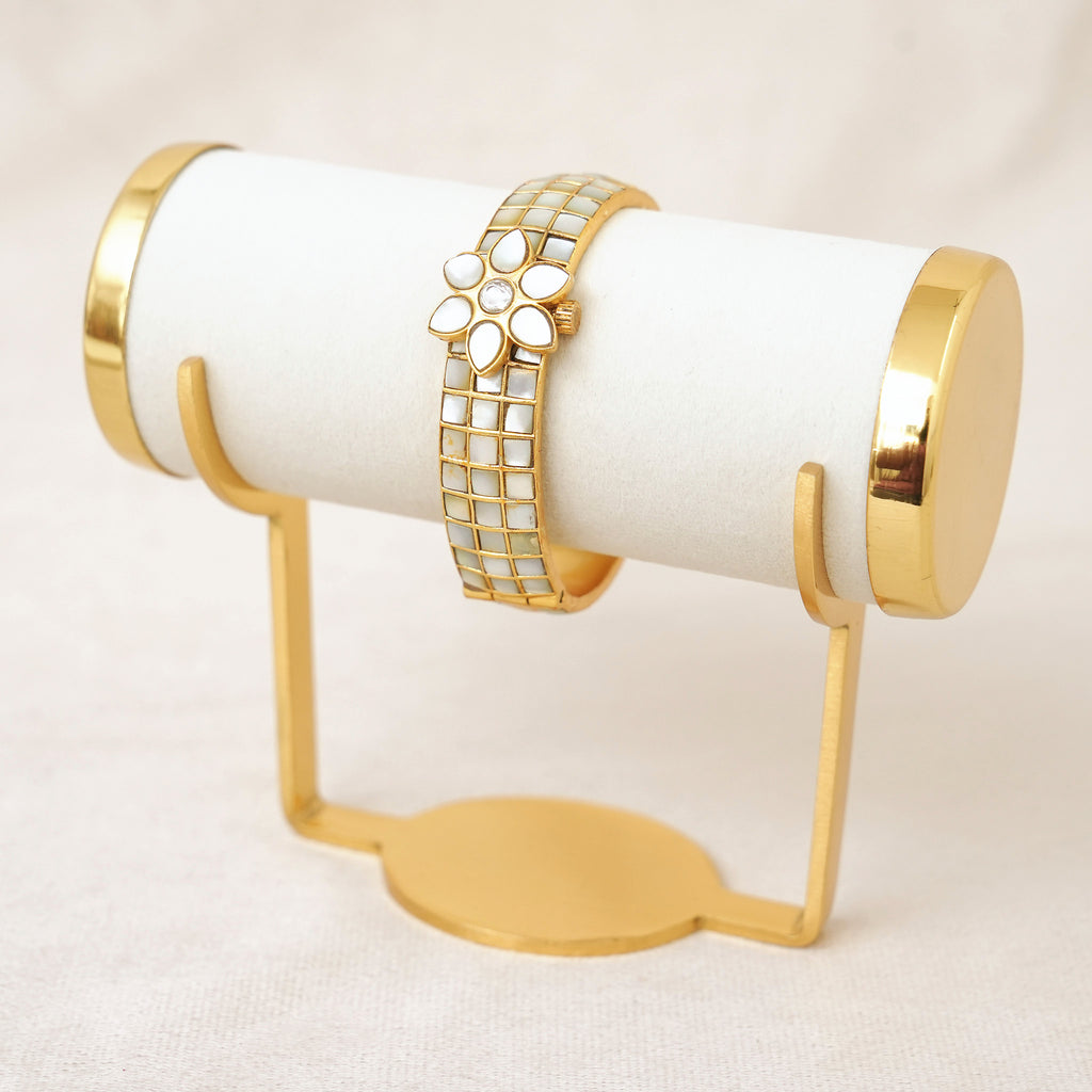 Mother of Pearl Kundan Floral Bangles