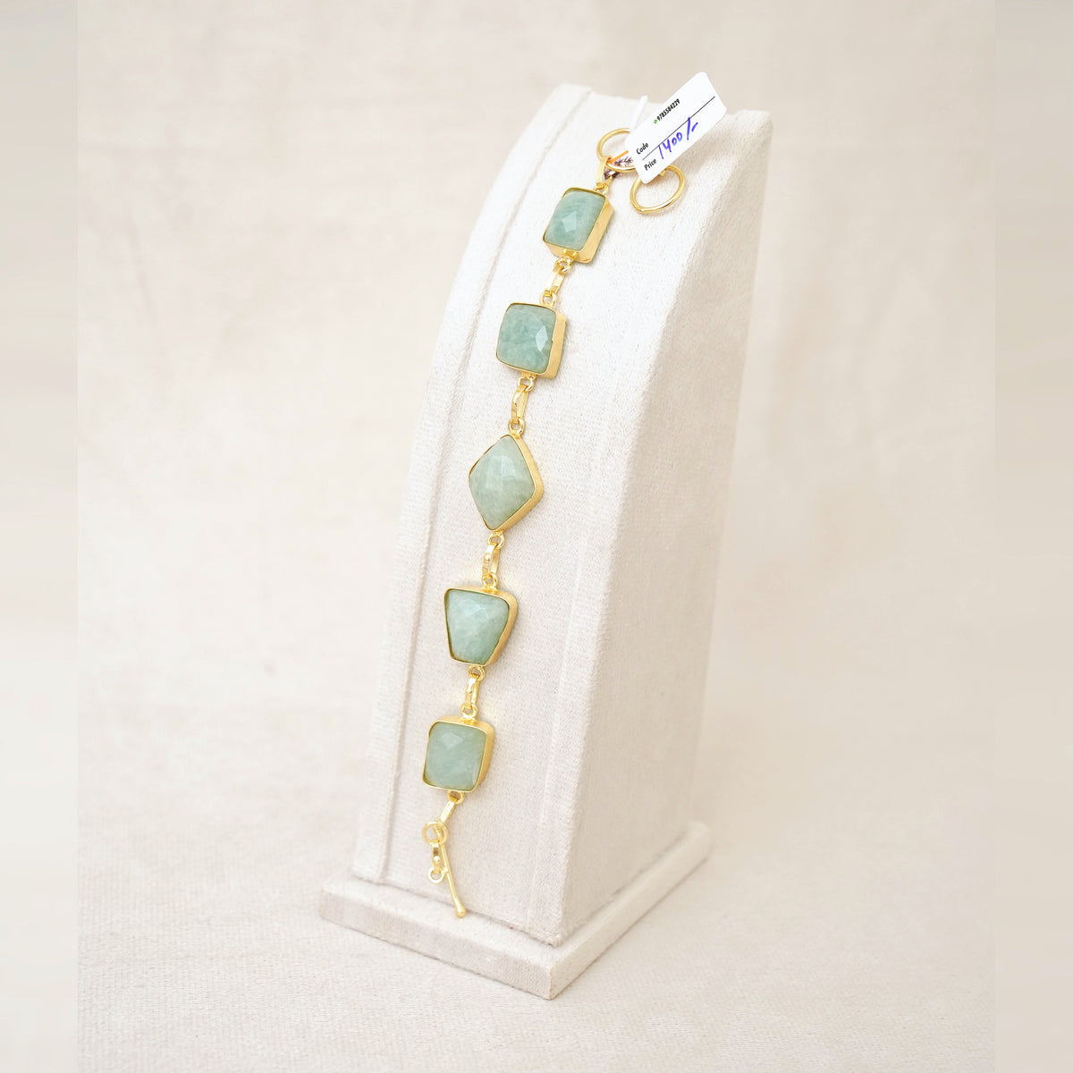 Faceted Gemstone Link Bracelet - Aqua