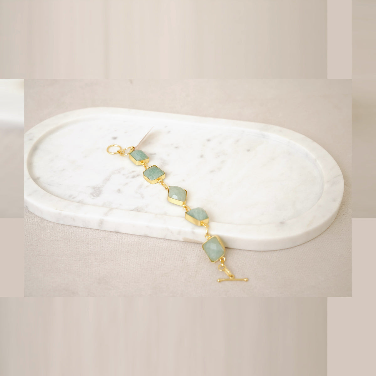 Faceted Gemstone Link Bracelet - Aqua