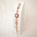 Kundan Floral Gemstone Link Bracelet - Pink