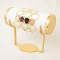Raw Uncut Gemstone Honeycomb Cuff - Design A