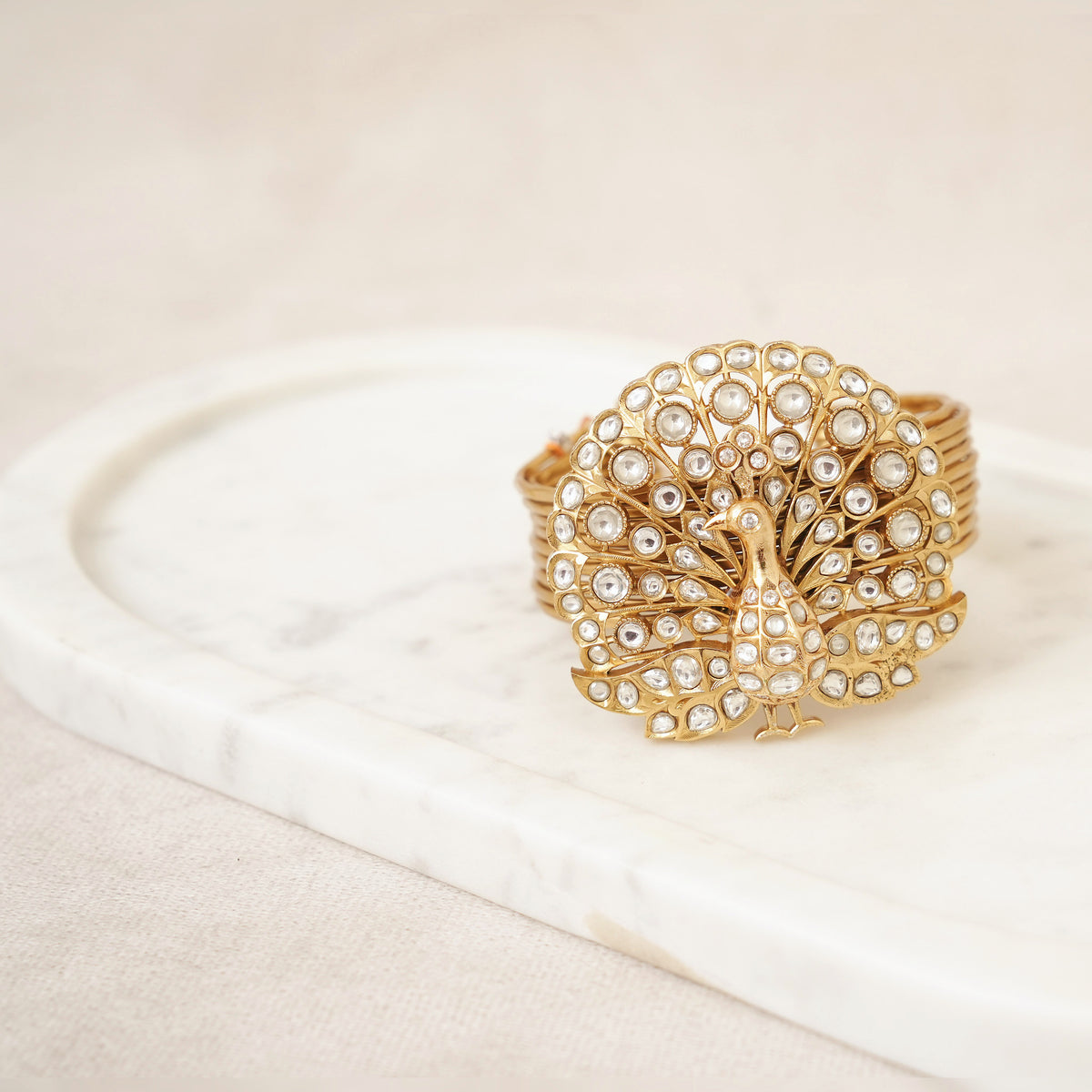 Kundan Peacock Statement Cuff