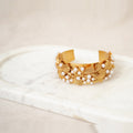 Gold Leaf & Pearl Cuff Bracelet