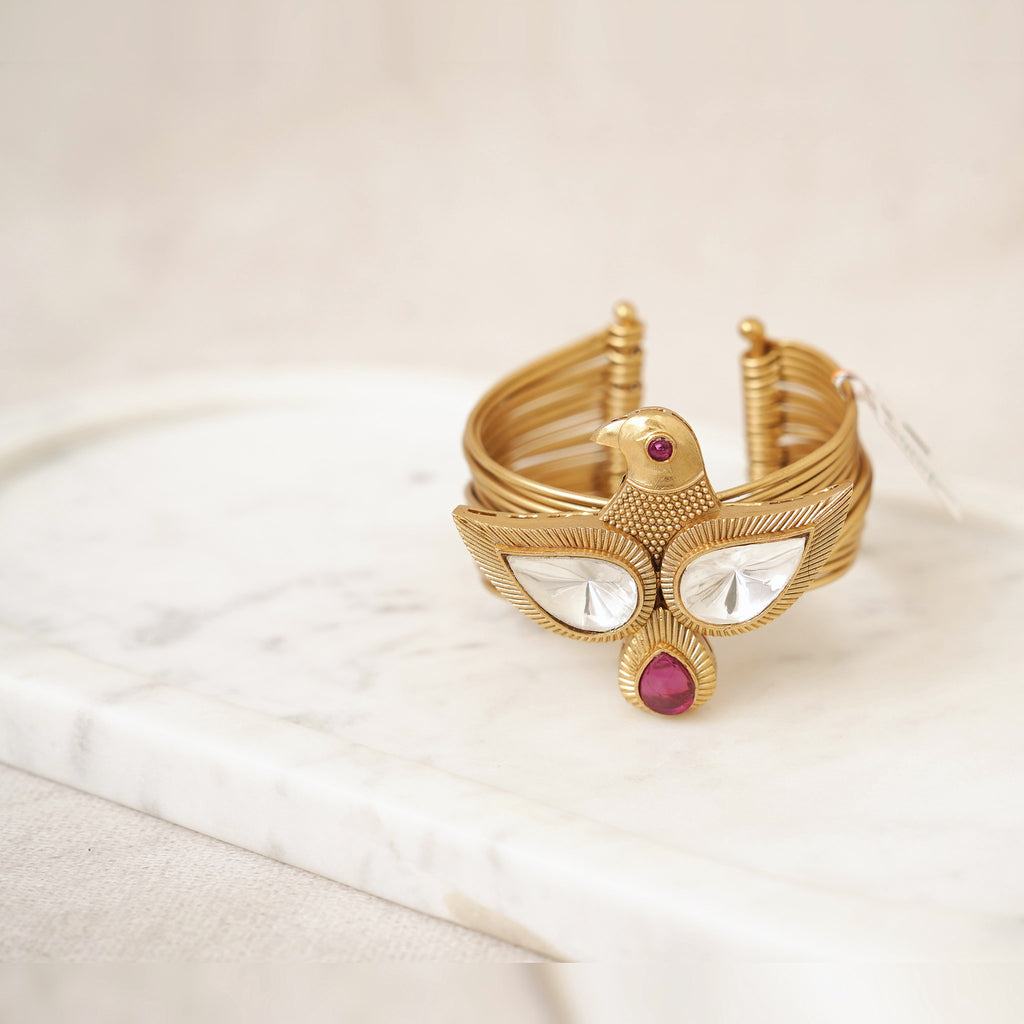 Kundan Bird Statement Cuff
