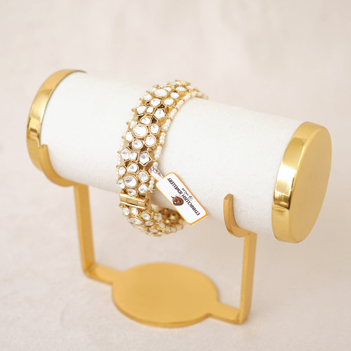 Kundan Polki Hinged Bangle