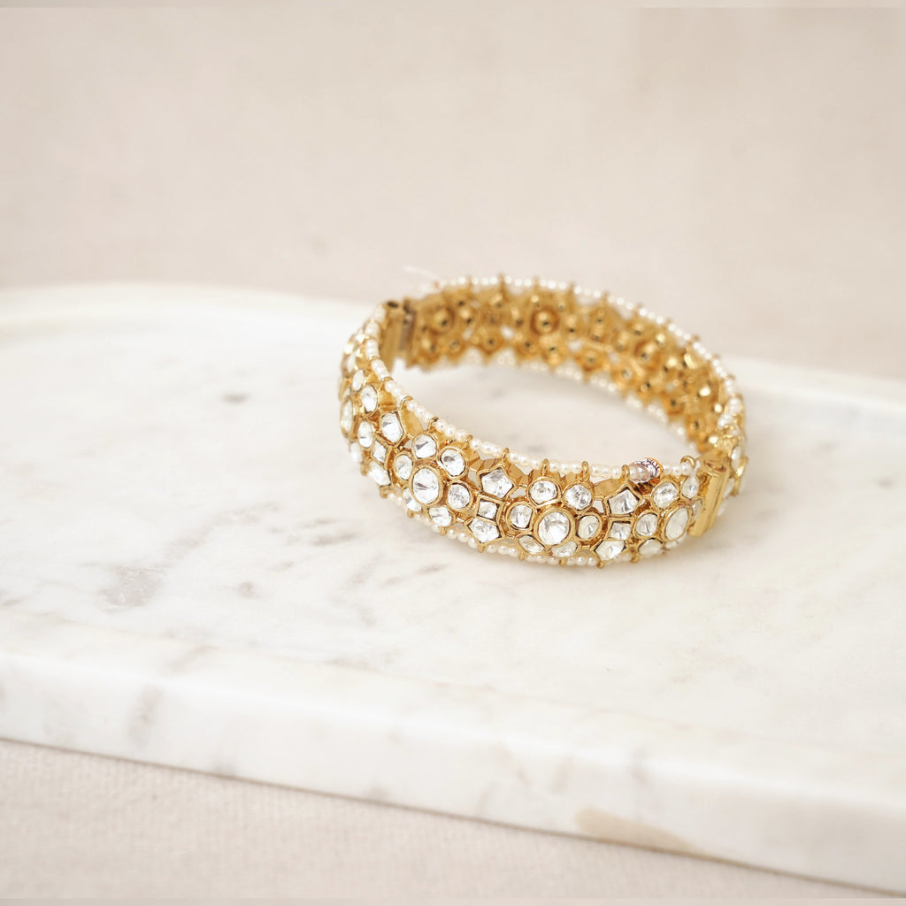 Kundan Polki Hinged Bangle