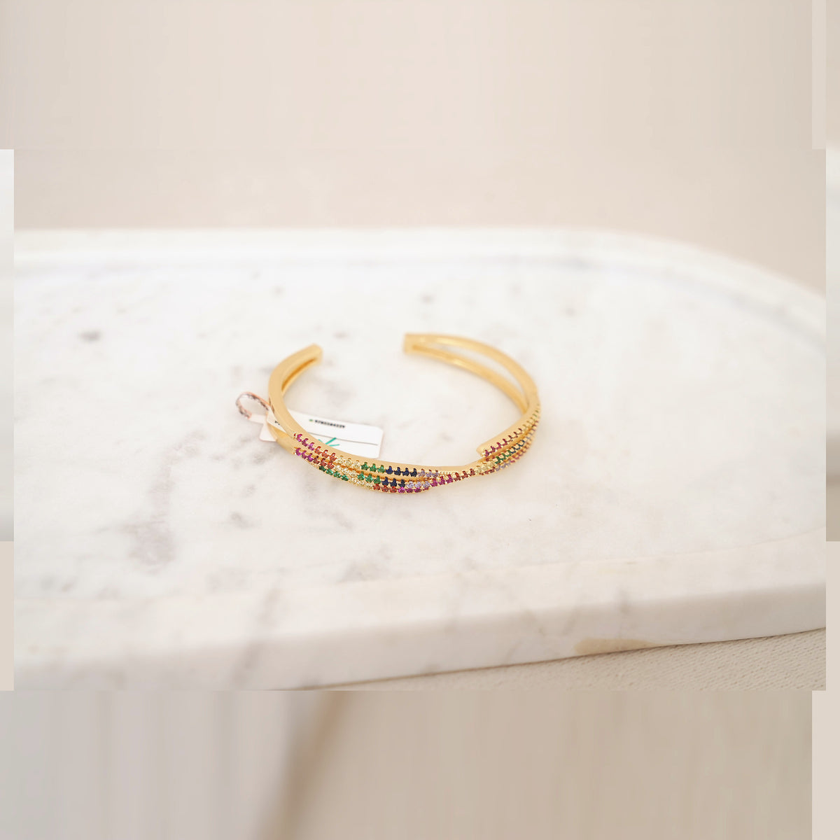 Rainbow Stone Crossover Cuff