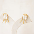 Baroque Pearl Gold Fringe Stud Earrings