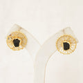 Raw Gemstone Wire Web Stud Earrings - Black
