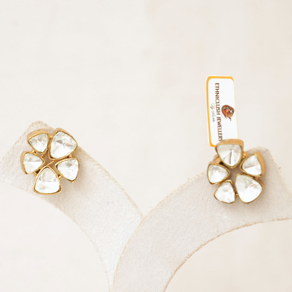 Kundan Polki Flower Stud Earrings