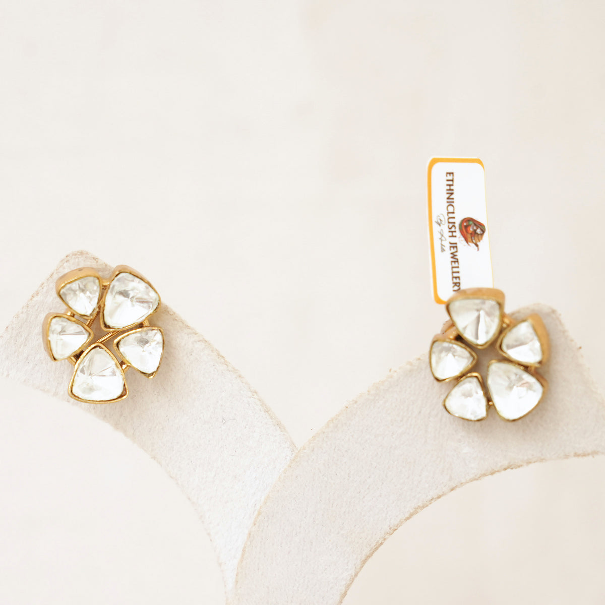 Kundan Polki Flower Stud Earrings