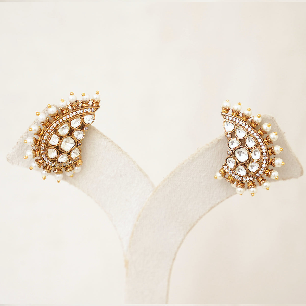 Kundan Paisley Pearl Earrings